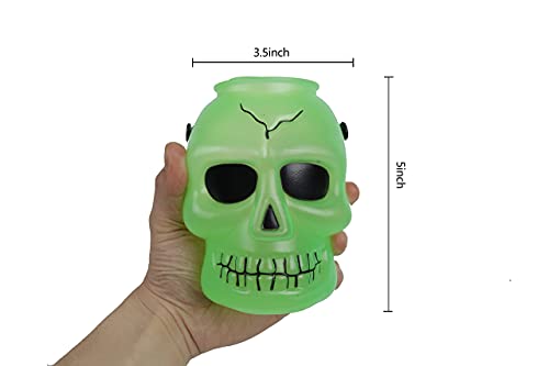 KEPATO Halloween Skull Cup Skull Tumblers,Drinking Jars with lids and straws,Includes three colors of green, white and yellow Skull Travel Mug(3pcs，3.5inch x5inch) Halloween party supplies decoration