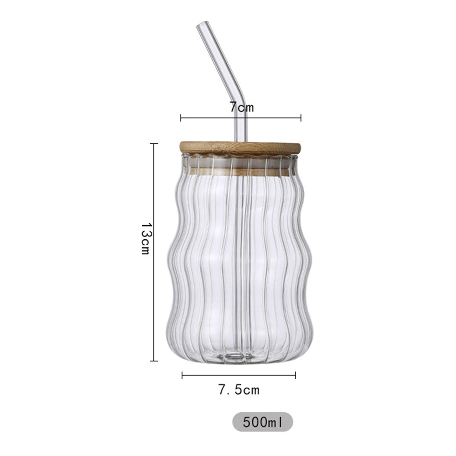 Gralara Household Glass Jar with Straws Clear Drinkware Reusable Gift High Borosilicate Glass Coffee Cup for Party Hiking Smoothies Beer, A