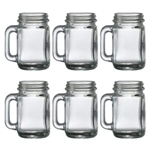 cabilock mini glass mason jar mason jars mugs with glass handles, 6pcs 40ml drinking glasses old fashioned drink glass for beverages wales cocktails beer tea party favors whiskey glasses