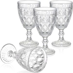 yesland 4 pack classic goblet party glasses - 12 oz goblet trestle glassware wine glasses goblets - beverage stemmed glass cups for wine, soda, juice in dinner parties, bars, restaurants