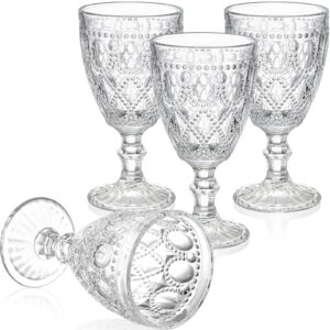 Yesland 4 Pack Classic Goblet Party Glasses - 12 Oz Goblet Trestle Glassware Wine Glasses Goblets - Beverage Stemmed Glass Cups for Wine, Soda, Juice in Dinner Parties, Bars, Restaurants