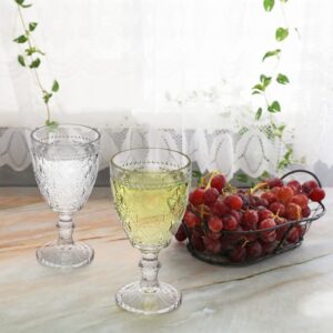 Yesland 4 Pack Classic Goblet Party Glasses - 12 Oz Goblet Trestle Glassware Wine Glasses Goblets - Beverage Stemmed Glass Cups for Wine, Soda, Juice in Dinner Parties, Bars, Restaurants