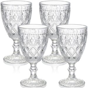 Yesland 4 Pack Classic Goblet Party Glasses - 12 Oz Goblet Trestle Glassware Wine Glasses Goblets - Beverage Stemmed Glass Cups for Wine, Soda, Juice in Dinner Parties, Bars, Restaurants