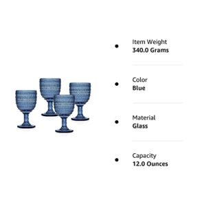 Godinger Wine Glasses Goblets, Beverage Glass Cups - Lumina Blue, Set of 4