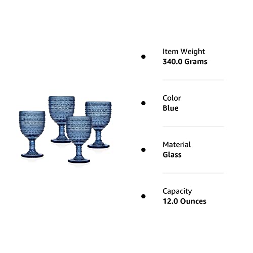 Godinger Wine Glasses Goblets, Beverage Glass Cups - Lumina Blue, Set of 4