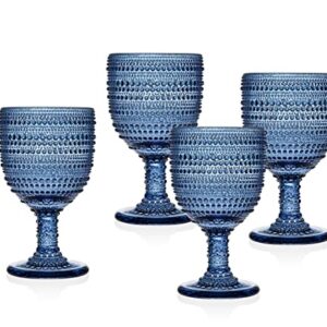 Godinger Wine Glasses Goblets, Beverage Glass Cups - Lumina Blue, Set of 4