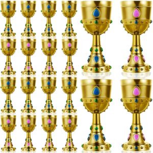 suclain medieval molded crown goblets 8 oz gold jeweled goblet vintage plastic goblet king queen party goblets medieval party decorations for carnival party drinking supplies(20 pcs)