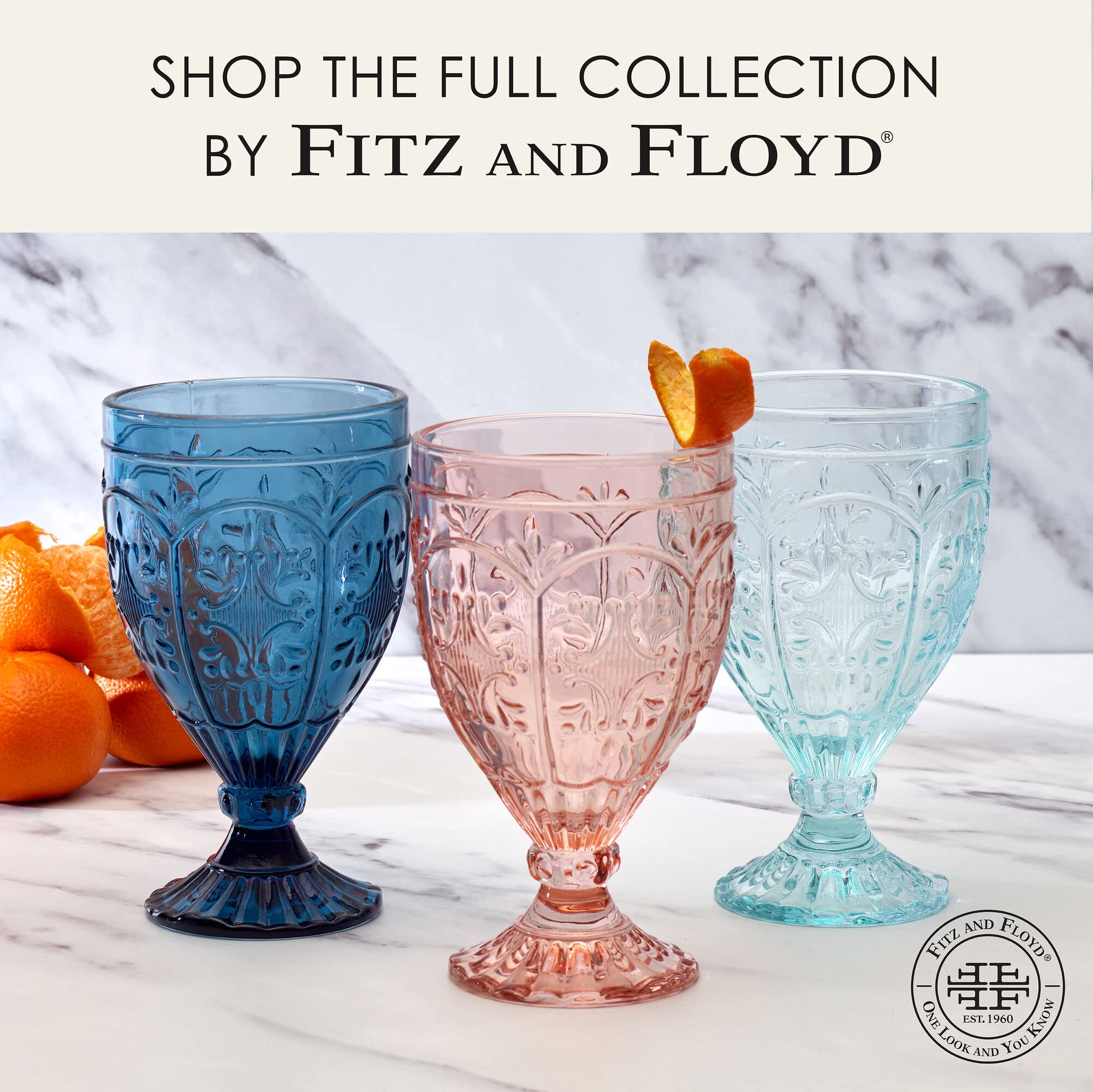 Fitz and Floyd Trestle Goblet, 4 Count (Pack of 1), Blush