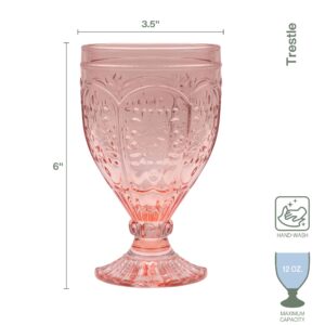 Fitz and Floyd Trestle Goblet, 4 Count (Pack of 1), Blush