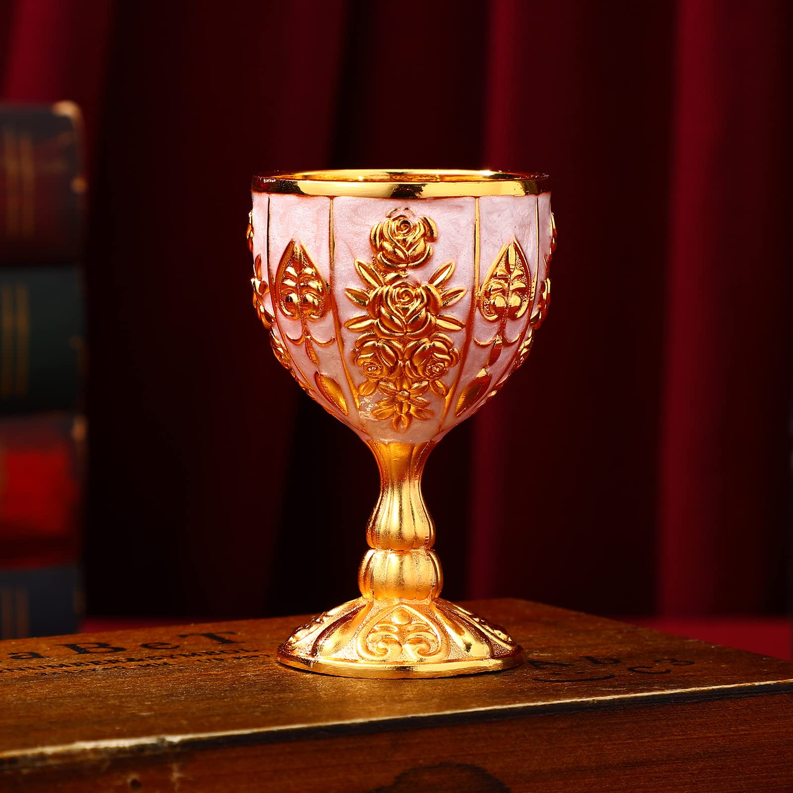 FOMIYES Royal Chalice Cup Vintage Goblet Cup Wine Liqueur Cup Shot Glass Unbreakable Cocktail Cup Worship Buddha and God of Wealth Champagne Goblet Cup for Party