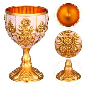 FOMIYES Royal Chalice Cup Vintage Goblet Cup Wine Liqueur Cup Shot Glass Unbreakable Cocktail Cup Worship Buddha and God of Wealth Champagne Goblet Cup for Party