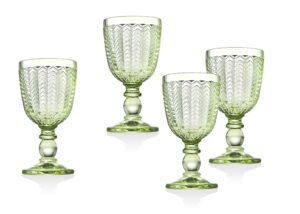 godinger twill white wine goblet beverage glass cup - emerald green - set of 4