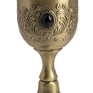 VIDAYA Chalice Goblet, Hand-Made Vintage Pure Copper Engraving Flower Pattern Metal Embossed Wine Copper Gemstone Cups Medieval Gothic Goblet 1.7oz 1-Pack