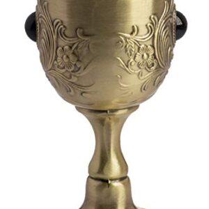 VIDAYA Chalice Goblet, Hand-Made Vintage Pure Copper Engraving Flower Pattern Metal Embossed Wine Copper Gemstone Cups Medieval Gothic Goblet 1.7oz 1-Pack