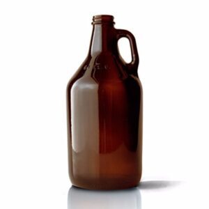 packaging options direct - hozq8-1154 64 oz. amber glass beer growlers with caps, (pack of 6)