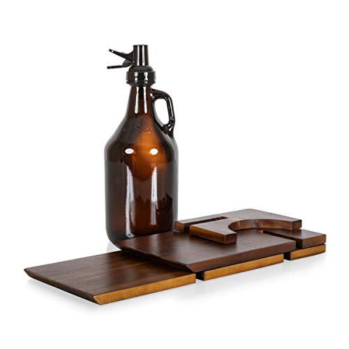 LEGACY - a Picnic Time Brand Stand with 64oz Glass Growler Beer Accessories, One Size, Acacia Wood