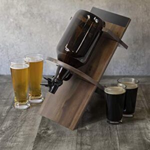 LEGACY - a Picnic Time Brand Stand with 64oz Glass Growler Beer Accessories, One Size, Acacia Wood