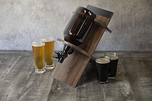 LEGACY - a Picnic Time Brand Stand with 64oz Glass Growler Beer Accessories, One Size, Acacia Wood