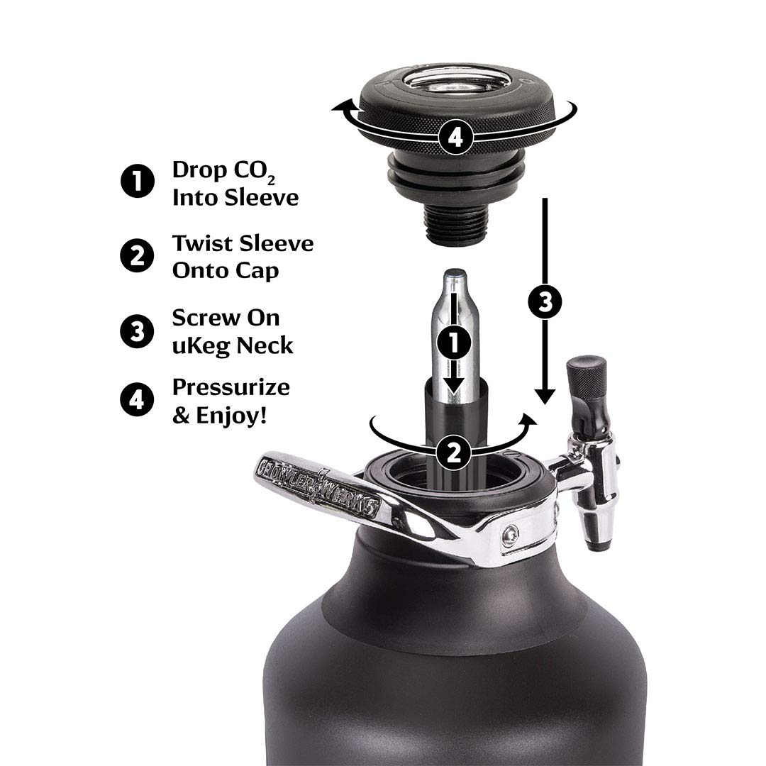 GrowlerWerks uKeg Go Carbonated Growler Beer Gift and Craft Beverage Dispenser for Beer, Soda, Cider, Kombucha and Cocktails, Amazing Gift for Beer Lovers,128 oz, Tungsten