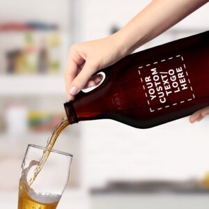 DISCOUNT PROMOS 24 Amber Glass Beer Growlers Set, 64 oz. - Customizable Text, Logo - Screw on Lid, Sturdy, Barware - Amber