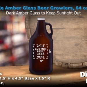 DISCOUNT PROMOS 24 Amber Glass Beer Growlers Set, 64 oz. - Customizable Text, Logo - Screw on Lid, Sturdy, Barware - Amber