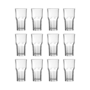 Fortessa Basics Chez Bistro Everyday 12 Pack Set Glassware Kitchen and Barware Great for: Beer, Cocktails, Water, Juice, Iced Tea, Soft Drinks., Cooler Glass, 16 Ounce