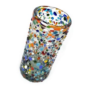 MexHandcraft Confetti Rocks 20 oz Tall Iced Tea Glasses, set of 6, Mexican Handmade Multicolor Glassware, Recycled Glass, Lead & Toxin Free (Tall Iced Tea)