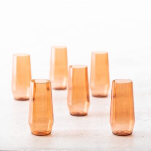 Fortessa Sole Outdoor Shatter Resistant BPA Free Premium Copolyester Plastic Drinkware 6 Pack, Terra Cotta Orange, Iced Tea Glass