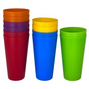 Yalin 32 ounce Plastic Tumblers/Large Drinking Glasses/Party Cups/Iced Tea Glasses,Unbreakable, Dishwasher Safe, BPA Free,set of 12 in 6 Assorted Colors