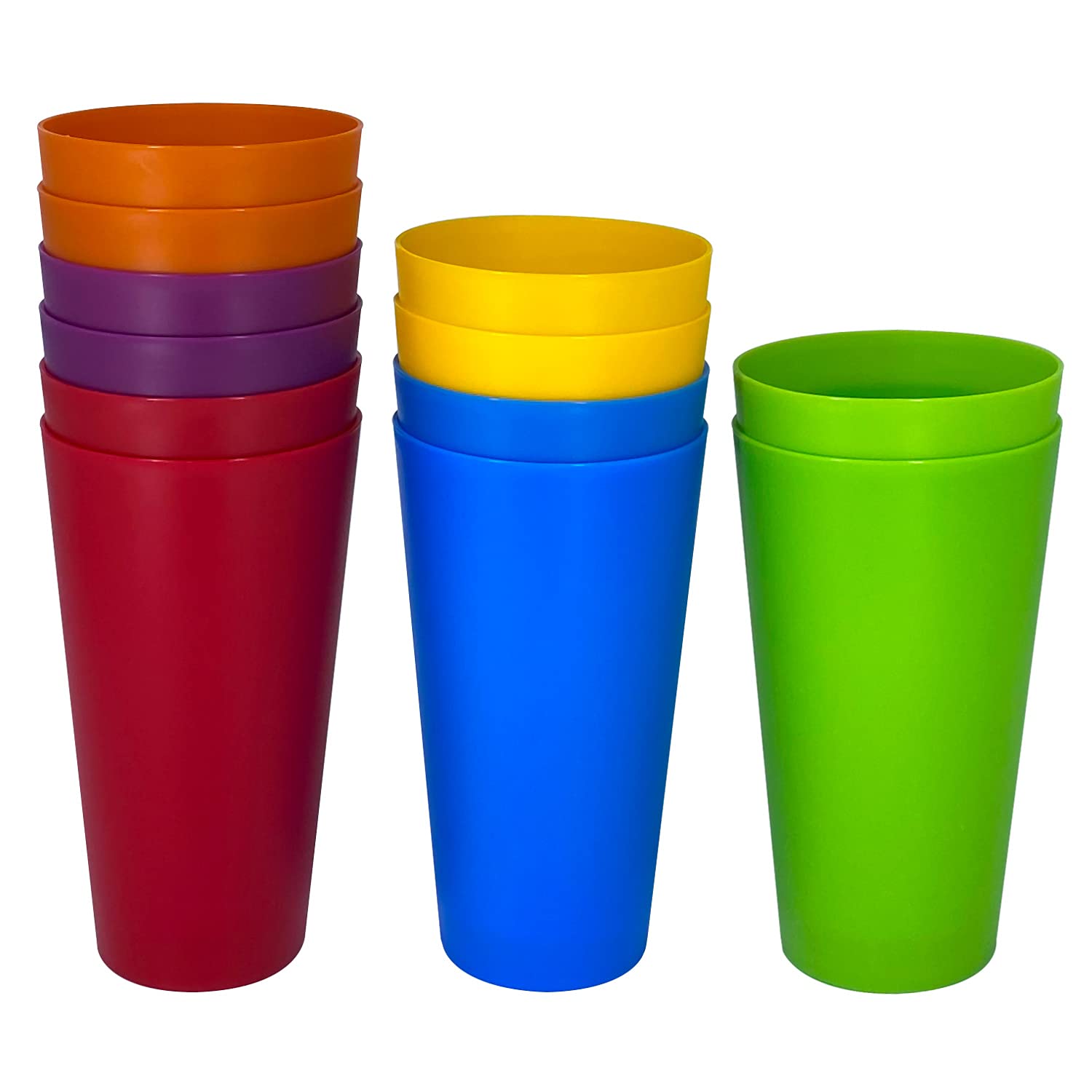 Yalin 32 ounce Plastic Tumblers/Large Drinking Glasses/Party Cups/Iced Tea Glasses,Unbreakable, Dishwasher Safe, BPA Free,set of 12 in 6 Assorted Colors