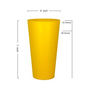 Yalin 32 ounce Plastic Tumblers/Large Drinking Glasses/Party Cups/Iced Tea Glasses,Unbreakable, Dishwasher Safe, BPA Free,set of 12 in 6 Assorted Colors