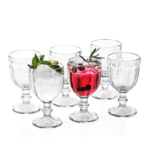 everest global iced tea goblet glasses set of 6 10.2 oz vintage octagon glassware for beverage stemmed stemware soda juice water perfect for party bars restaurants (crystal clear)