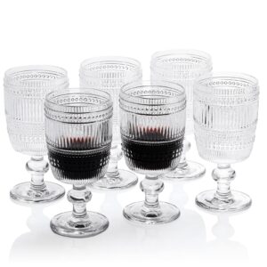 g pearl and ribbed vintage goblets, iced tea goblets 10.5 oz. set of 6 water goblets beverage glass set for wine soda juice drinking glass with stem, perfect for dinner parties bars restaurants