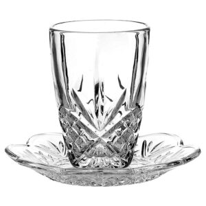 godinger kiddush cup and plate set, crystal glass kiddush cup - dublin collection