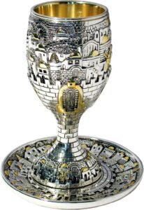 silver plated kiddush cup with matching tray jewish shabbat set jerusalem of gold judaica gift large