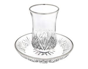godinger kiddush cup and saucer with platinum edge - dublin crystal collection