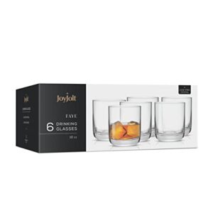 JoyJolt Faye Crystal Whiskey Glasses. Lowball Glasses Set of 6, 10oz Short Glass Tumbler - Double Old Fashioned Rocks Glass for Scotch or Bourbon Dishwasher Safe Glassware.