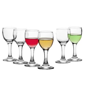 pasabahce premimum shot glasses set of 6 - bistro cordial & liqueur extra mini glasses 2 oz (60 cc) - mini wine glasses - uniqe desing goblet - crystal tasting glasses - perfect for parties, gifts