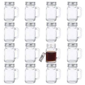kingrol 16 pack 2 oz mini mason jar shot glasses with lids, glass favor jars for drink, dessert, candle, craft