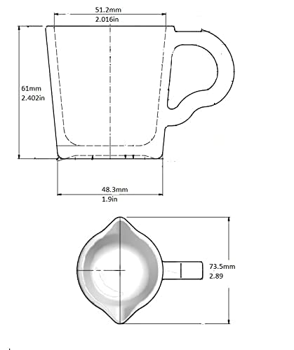 Rattleware Espresso Shot Glass Pitcher – Double Spouted Genuine Barista Measuring Cup with Graduations in Ml & Oz – High-Volume, Commercial-Grade for Swift Espresso Pouring & Precision (3 Oz, 2-Pc)