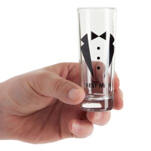 BLUE PANDA Set of 5 Groomsmen Shot Glasses with Tuxedos for Bachelor Party Decorations and Favors or Groomsmen Gifts, Wedding Shot Glasses, Heavy Base for Tequila, Whiskey, Vodka (2 oz Each)