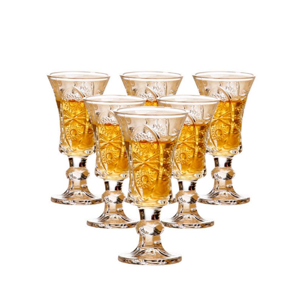 Round 1.3-Oz Cordial Glasses, Lead-Free Sherry Glasses, Clear Heavy Base Shot Glasses (Set of 6)