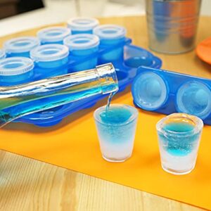 Fairly Odd Novelties 12pc Set-Add Water & Freeze to Make Ice Shot Glasses-Includes Serving Tray, One Size, Blue,FON-10051