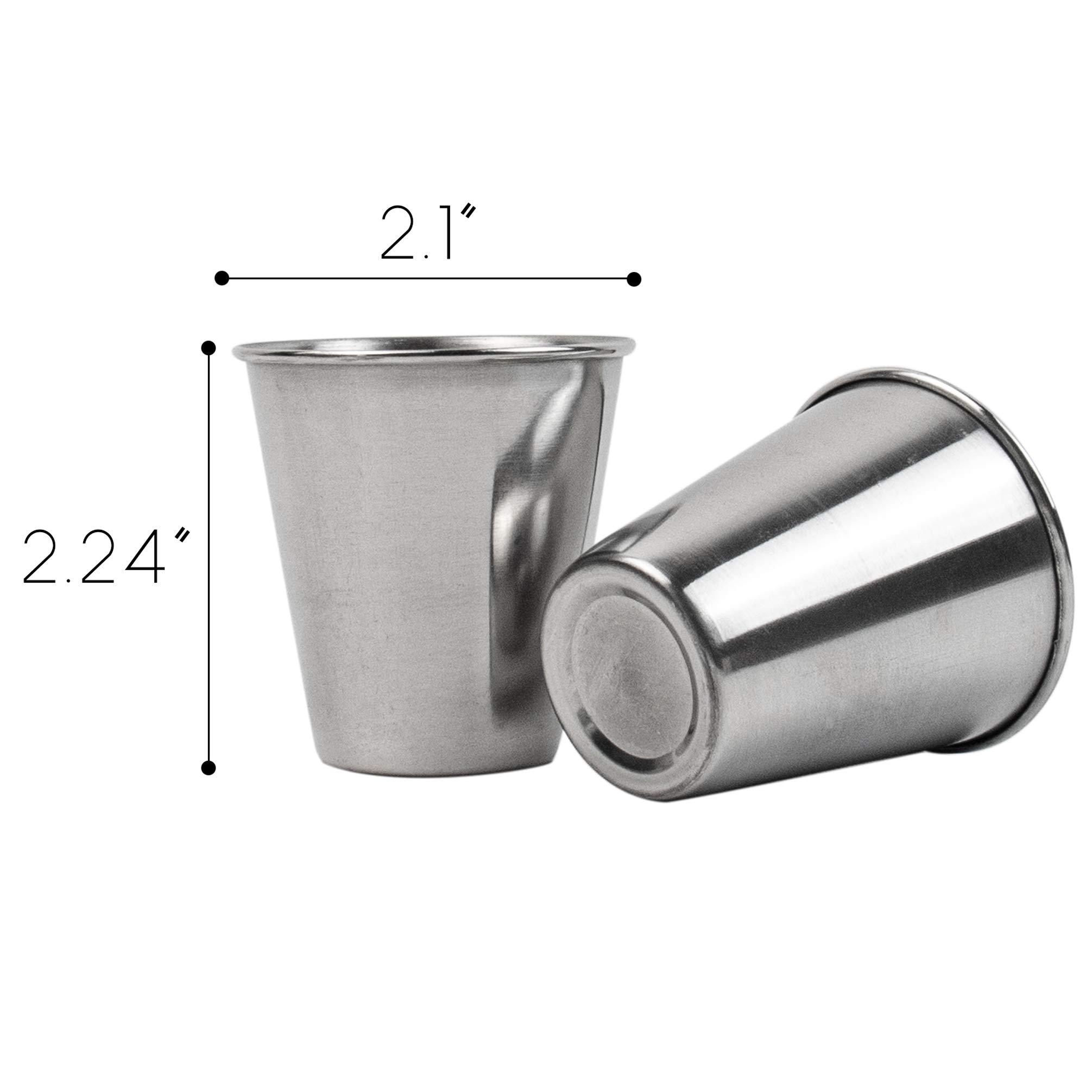 AUEAR, Stainless Steel Shot Glass Espresso Shot Cups Barware Drinking Vessel for Bar Home Restaurant (2.3 Ounce/70 ml, 2 Sets)