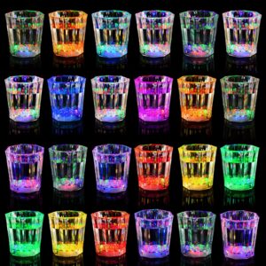 24 pack light up cups, party cups halloween cups glowing party cups led cups light up shots glasses for party fun cups glow in the dark party favor supplies for kids adults birthday thanksgiving xmas