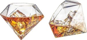 the wine savant diamond whiskey glasses, scotch, bourbon or wine glasses, set of 2 10 oz old fashion elegant spirits glasses