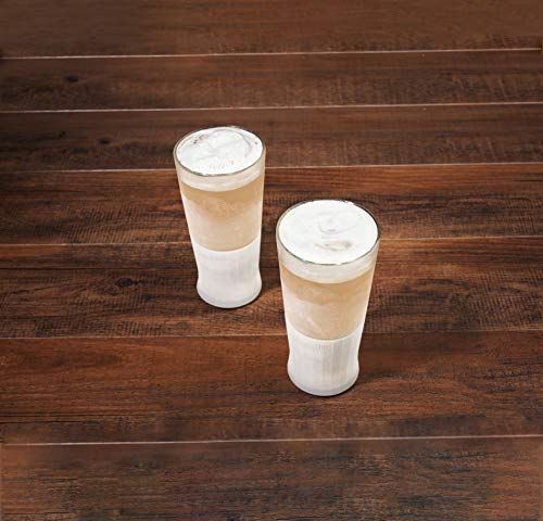 Host FREEZE Beer Glasses, Frozen Beer Mugs, Freezable Pint Glass Set, Insulated Beer Glass to Keep Your Drinks Cold, Double Walled Insulated Glasses, Tumbler for Iced Coffee, 16oz, Set of 2