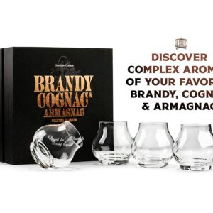 Small 8 oz Brandy, Cognac and Armagnac Tasting Glasses | Set of 4 | Professional Balloon Shaped Snifters for Nosing and Sipping Neat Liquor and Spirits | Crystal Stemless Gift Sniffers