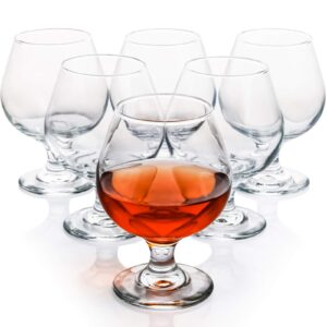 brandy snifters glass set of 6, 12 oz classic stemmed cognac glasses glass snifters set perfect for scotch & bourbon, short beer tasting glasses