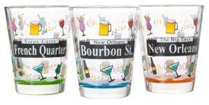 set of 3 new orleans street sign mardi gras souvenir shot glasses